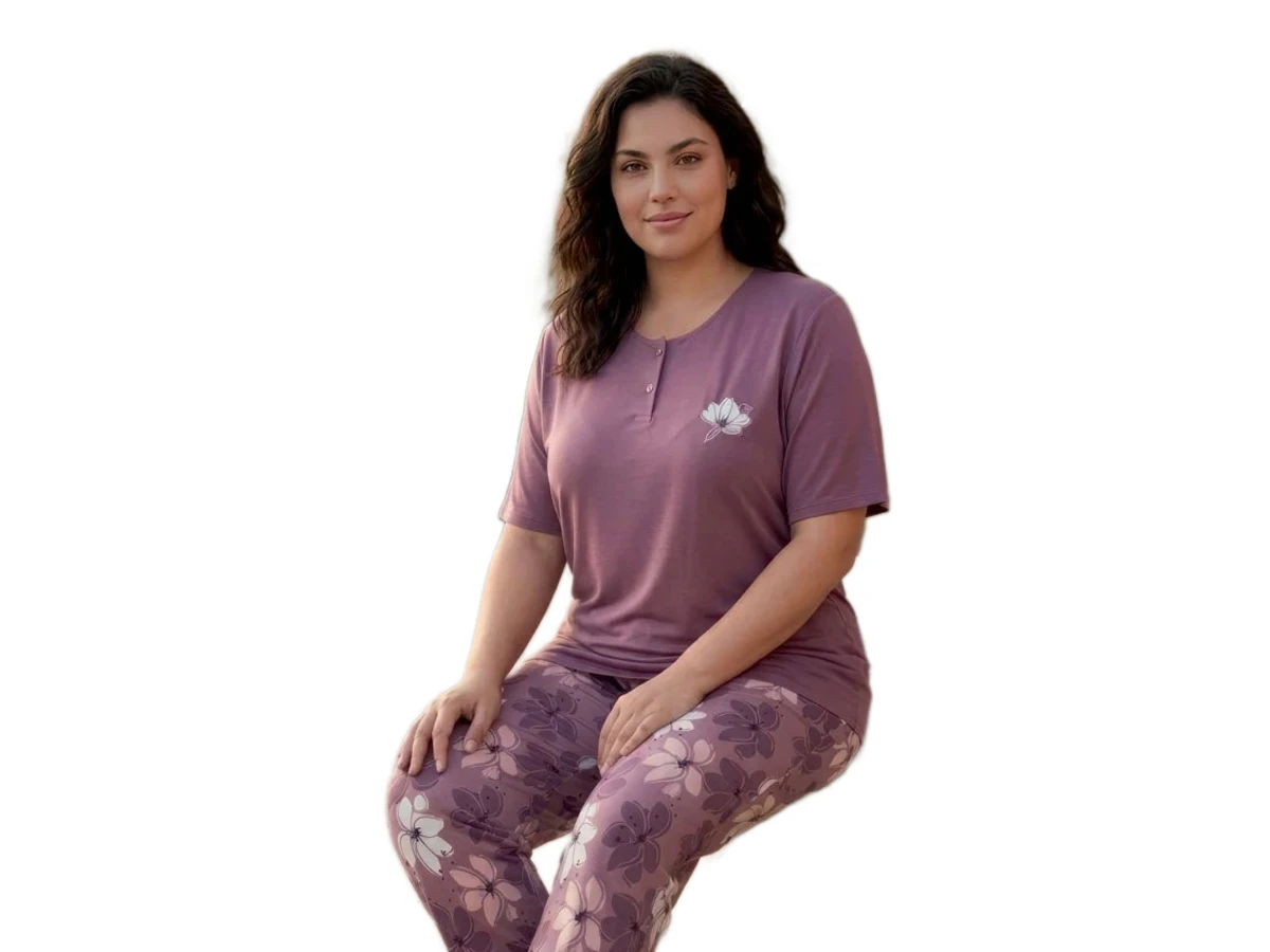 PENYE MODAL BAYAN BATTAL KISA KOL BAYAN PİJAMA TAKIM 3XL/6XL