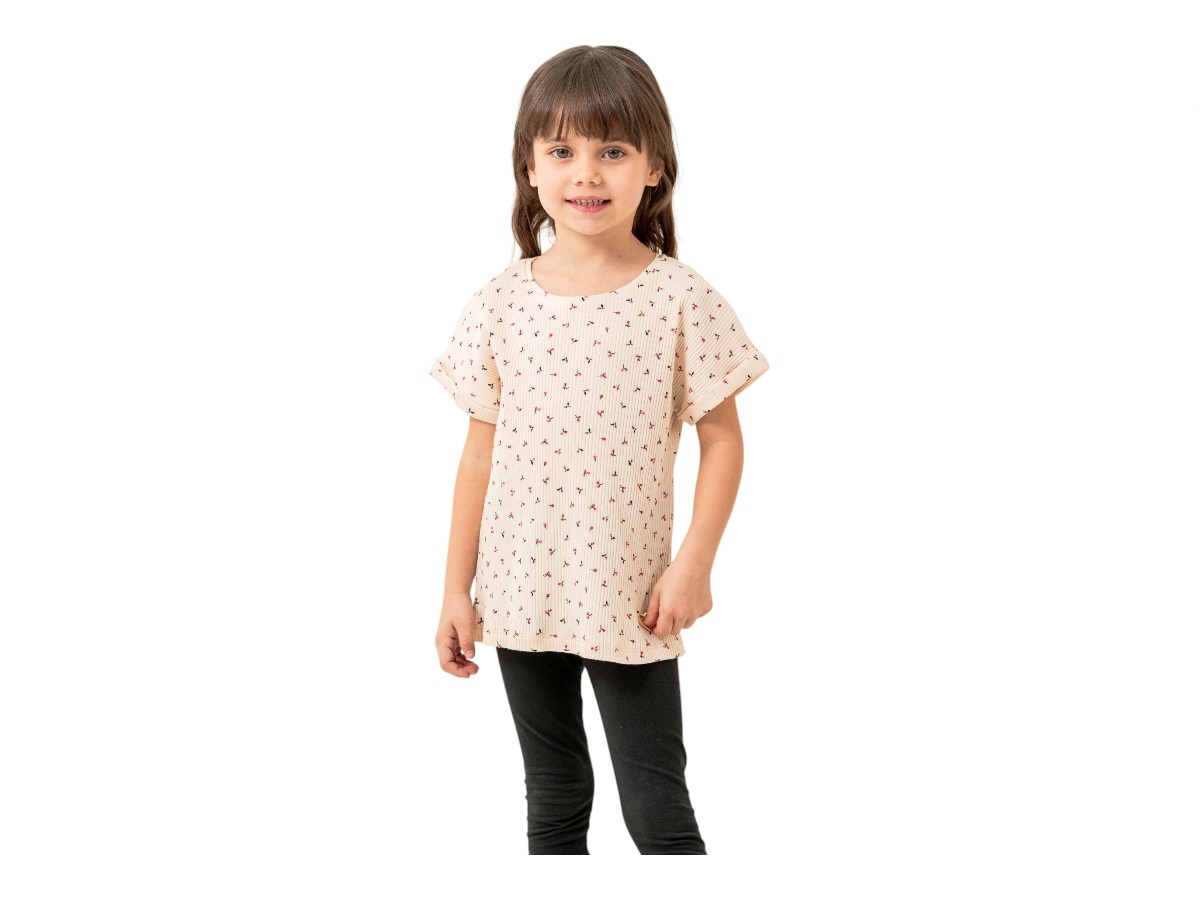3/6YAŞ KIZ ÇİLEY BASKILI DUBLE KOL S.YAKA TSHIRT