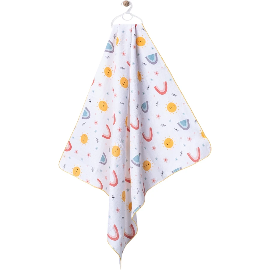 85*90CM GÜNEŞ GÖKKUŞAĞI ASKILI MÜSLİN BATTANİYE  1 Ay,2 Ay,3 Ay,6 Ay,9 Ay,12 Ay,18 Ay,2Y Uni