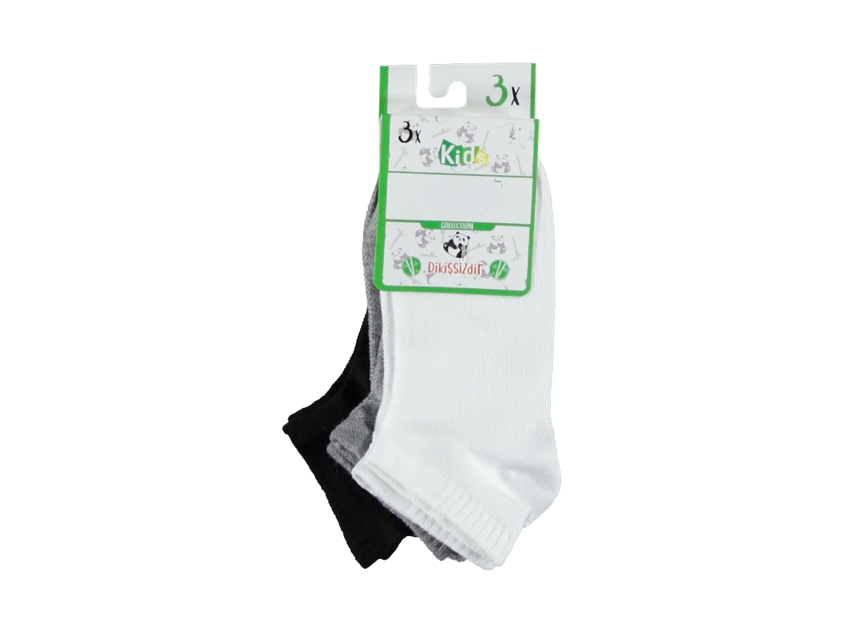 DİKİŞSİZ 3'LÜ BAMBU ÇOCUK PATİK 5/6 YAŞ