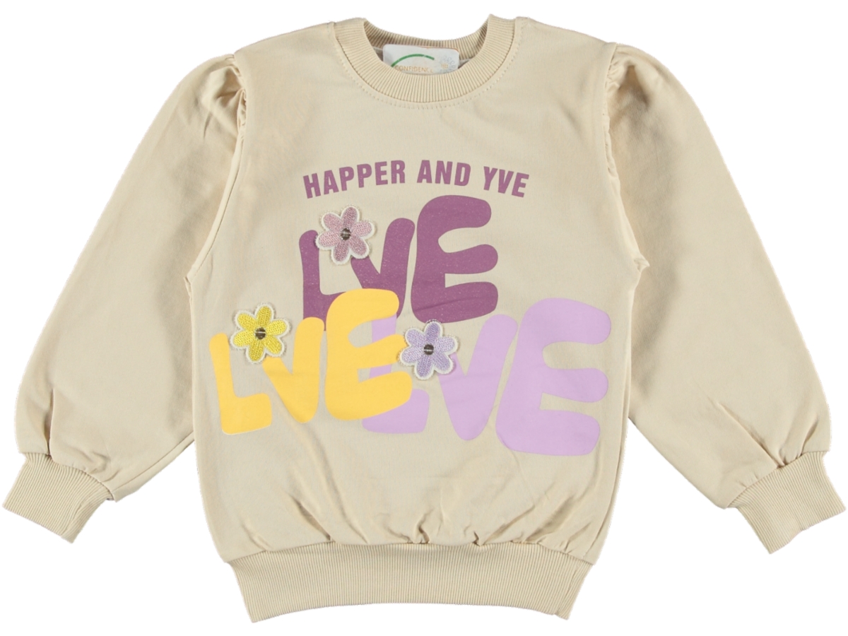 LİVE BASKI KALP NAKIŞ KOL BÜZGÜ İKİ İP SWEAT 3Y,4Y,5Y,6Y,7Y Kız
