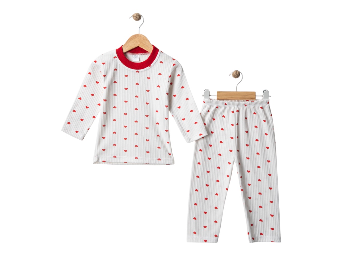 Raporlu Kalp Desenli Pijama 12 Ay,2Y,3Y Kız