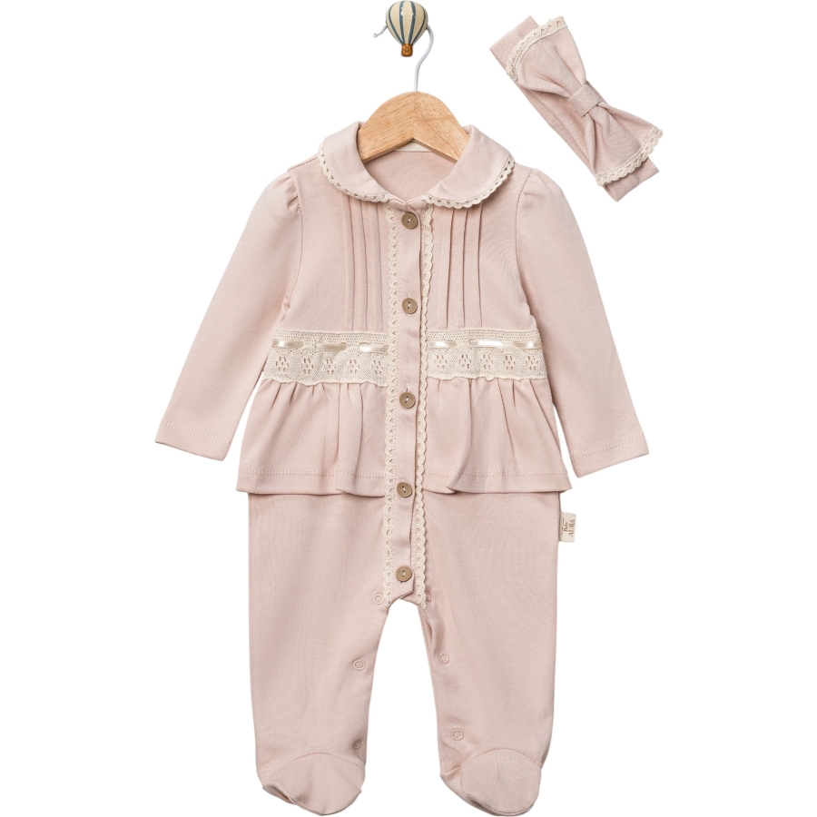 ARA DANTELLİ BEBE YAKA KIZ TULUM 3/9 AY