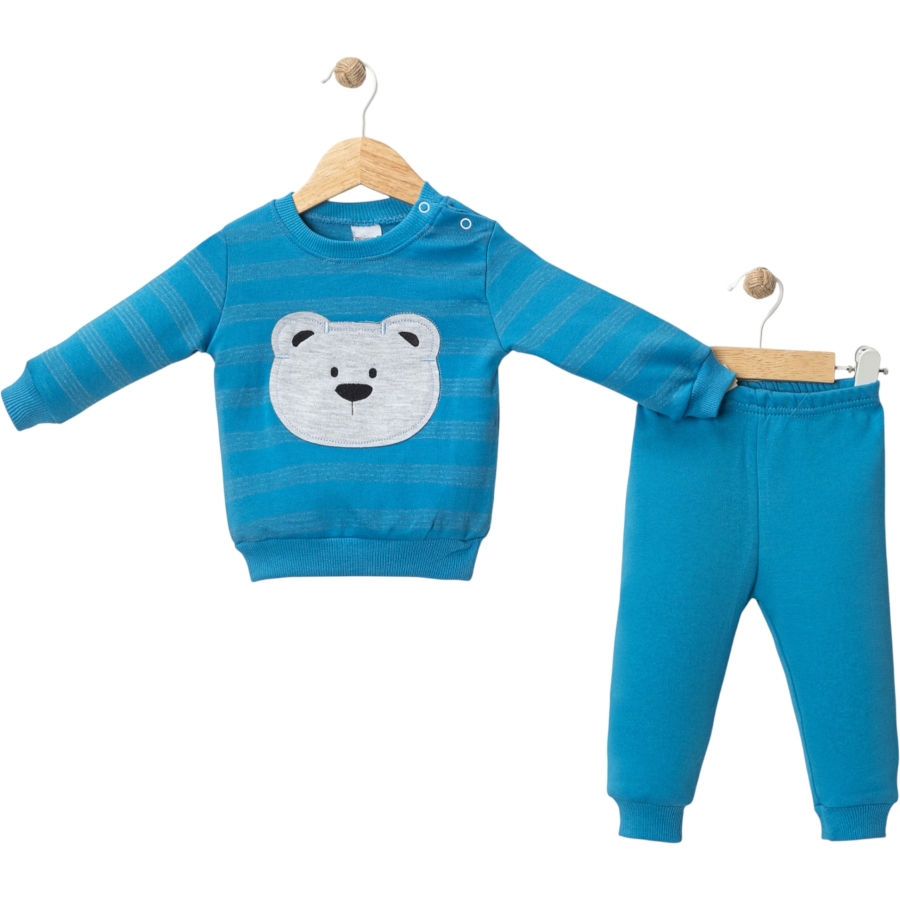 ÇİZGİLİ BEAR APLİKLİ ASKIDA ERKEK TAKIM 9/18 AY