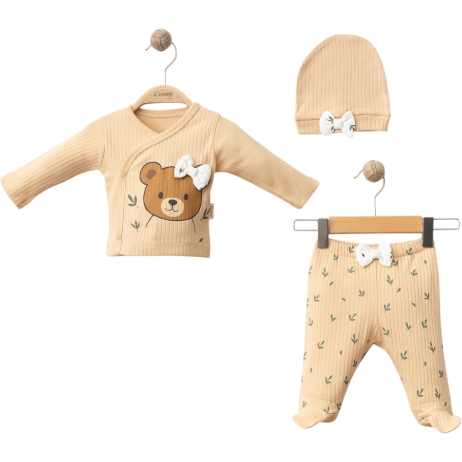 AYICIK BASKILI PATİKLİ 3'LÜ KIZ TAKIM 1/3 AY