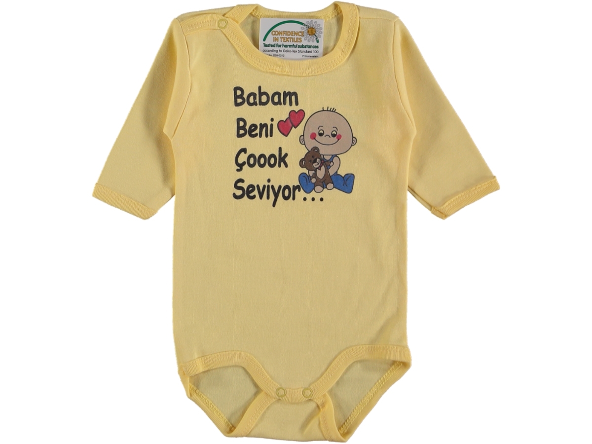 BABAM BENİ SEVİYOR BASKILI UZUN KOL ÇITÇITLI BADİ 3/9 AY