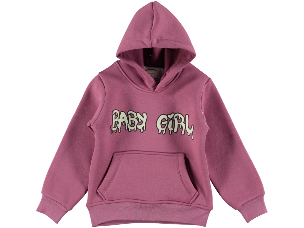 BABY GİRL BASKILI KAPÜŞONLU ÜÇ İP KIZ SWEAT 3/6 YAŞ