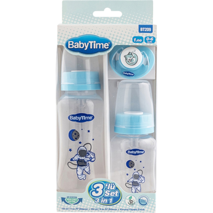 BABYTİME 3’LÜ PP SET MAVİ 1/18 AY