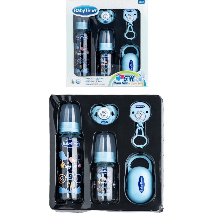 BABYTİME 5’Lİ CAM SET MAVİ 1/18 AY