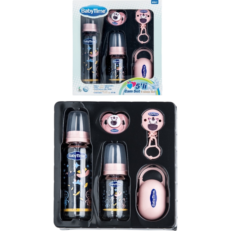 BABYTİME 5’Lİ CAM SET PEMBE 1/18 AY