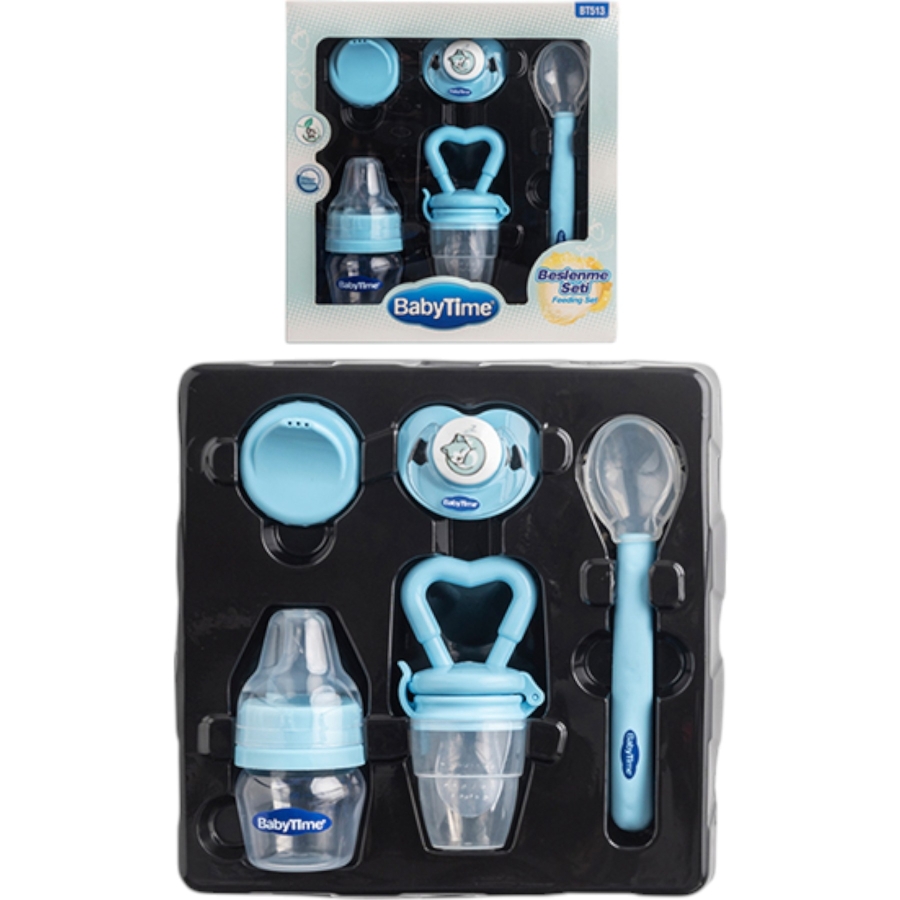 BABYTİME BEBEK BESLENME SETİ MAVİ 1/18 AY