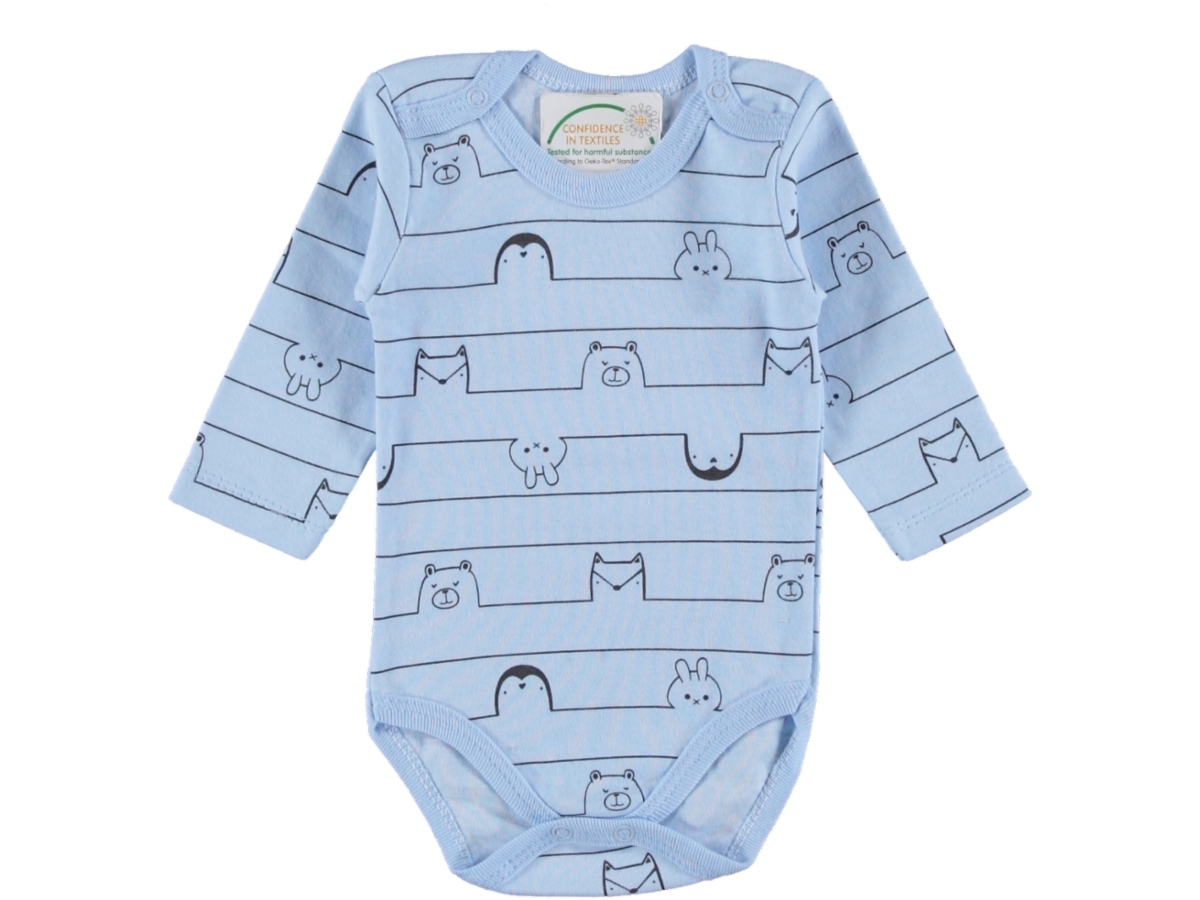 BABYTOO BUYUK ÇİZGİLİ HAYVAN DESENLİ UZUN KOLLU BADİ 1/3 YAŞ