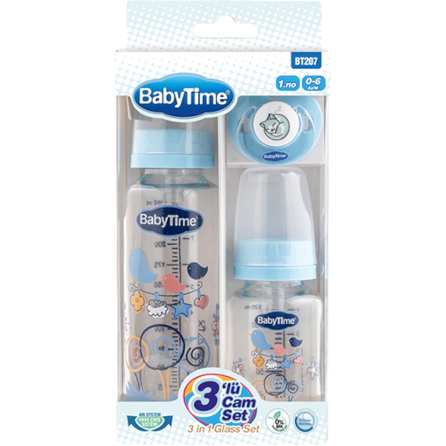 BANYTİME 3’LÜ CAM SET MAVİ 1/18 AY