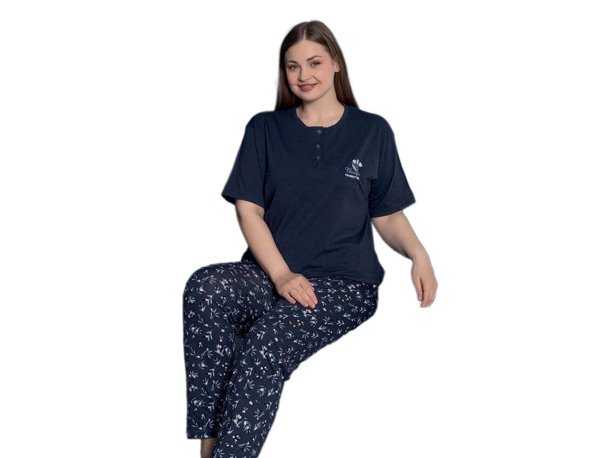 BATTAL BAYAN KISA KOL PİJAMA TAKIM 3XL/5XL