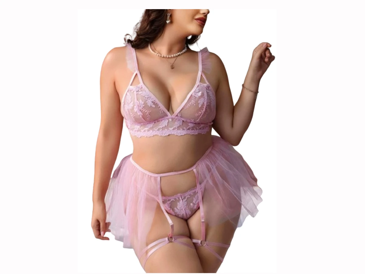 BÜYÜK BEDEN PEMBE JARTİYERLİ TAKIM  3XL/4XL