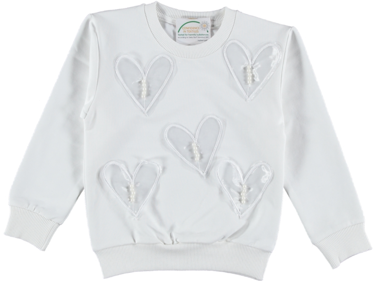 ÇOCUK KALPLİ TÜL NAKIŞ KIZ SWEAT 5/8 YAŞ