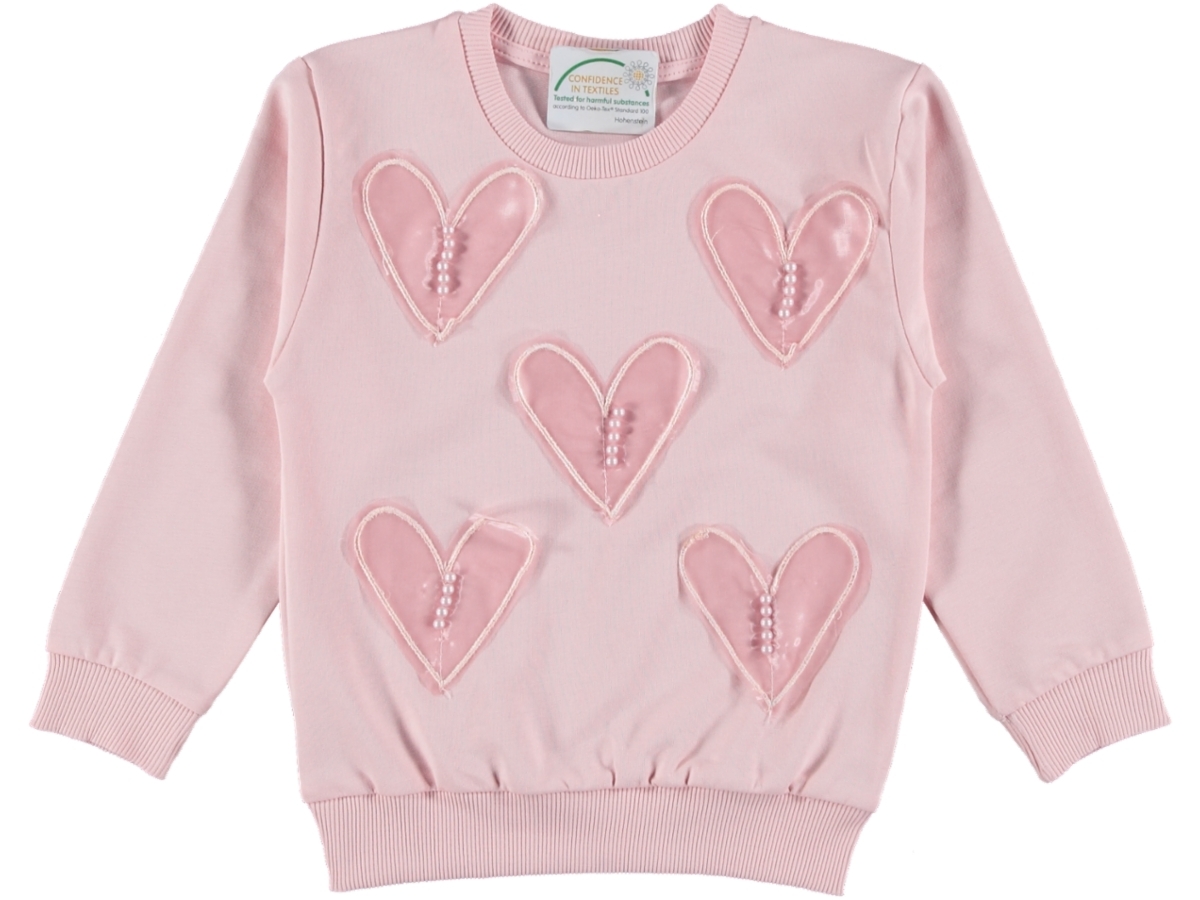 ÇOCUK KALPLİ TÜL NAKIŞ KIZ SWEAT 9/12 YAŞ