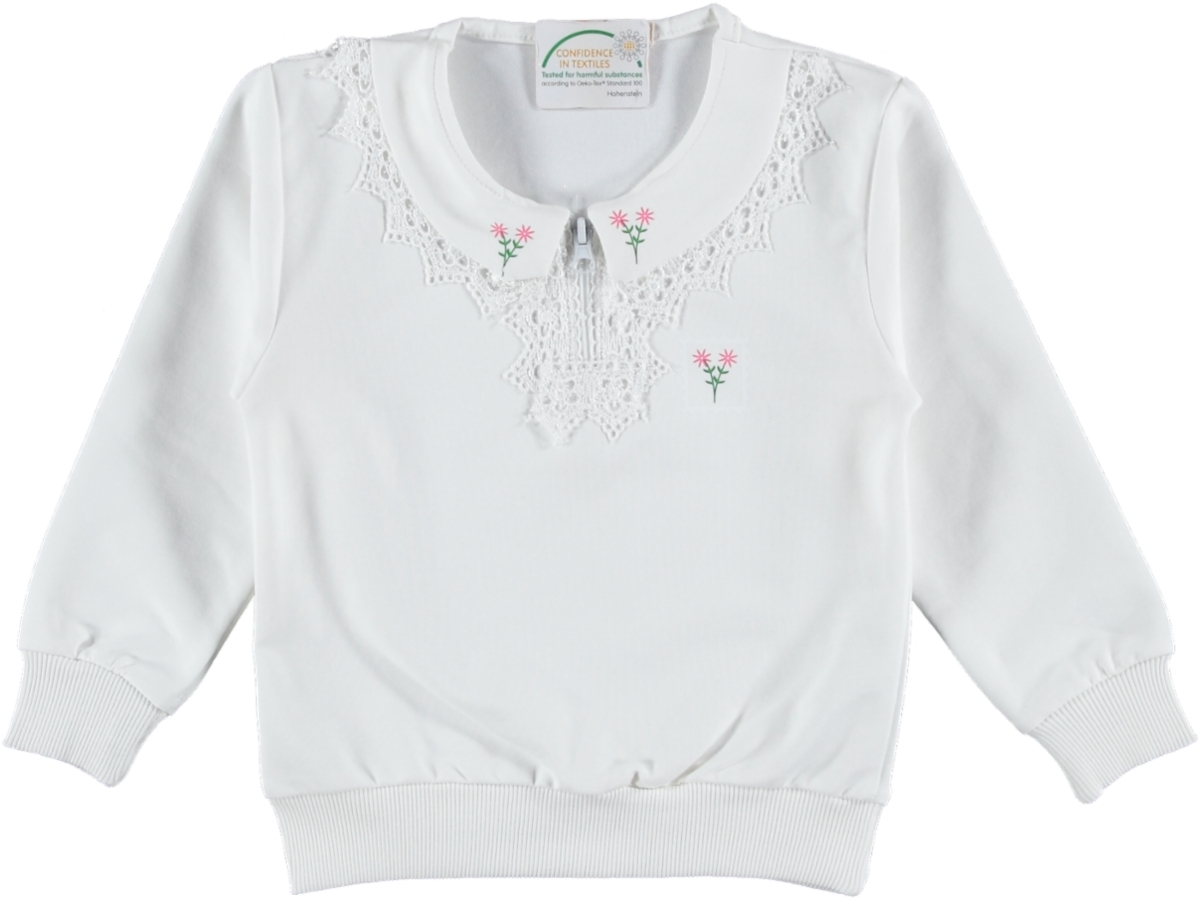 ÇOCUK YAKA DANTEL FERMUARLI KIZ SWEAT 5/8 YAŞ