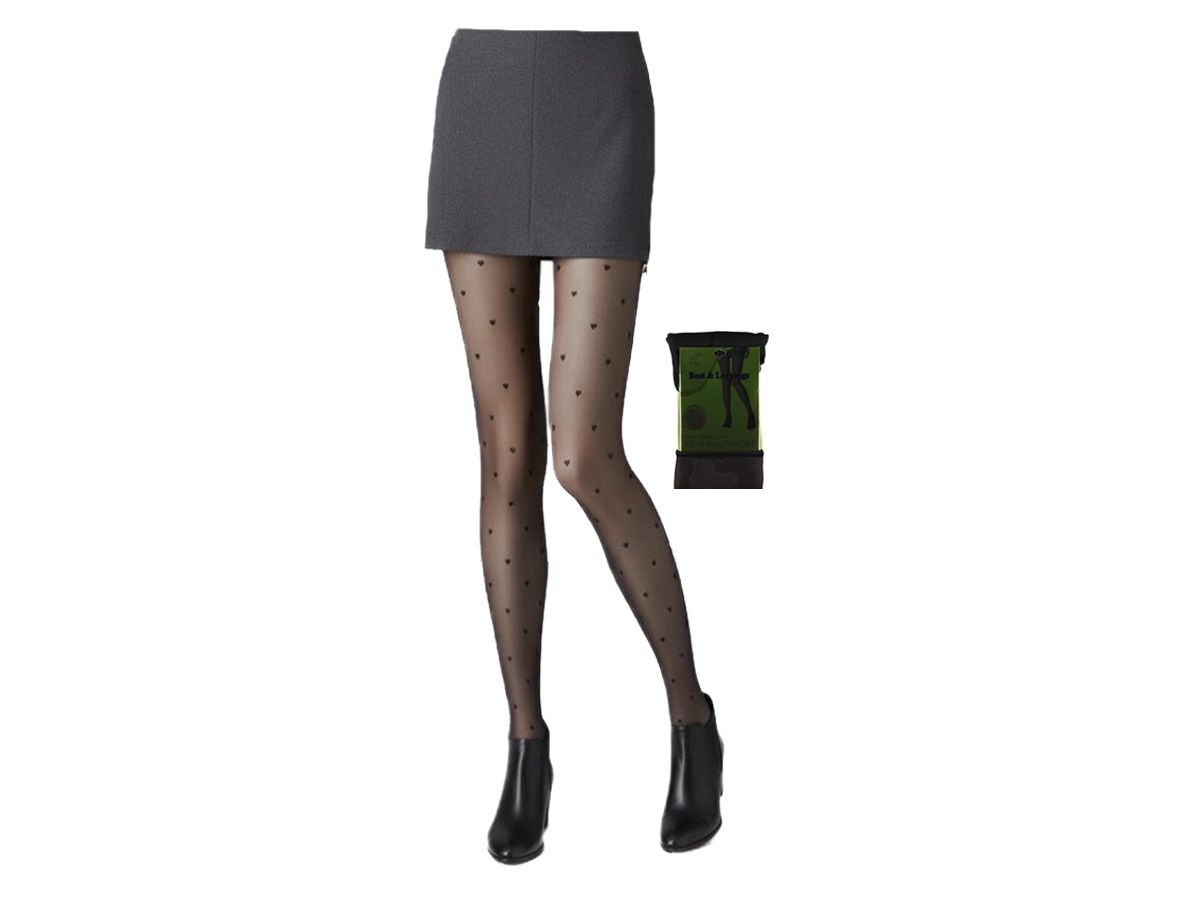 DESENLİ TEN GÖRÜNÜMLÜ SİYAH İÇİ PELUŞ KÜLOTLU ÇORAP L/XL