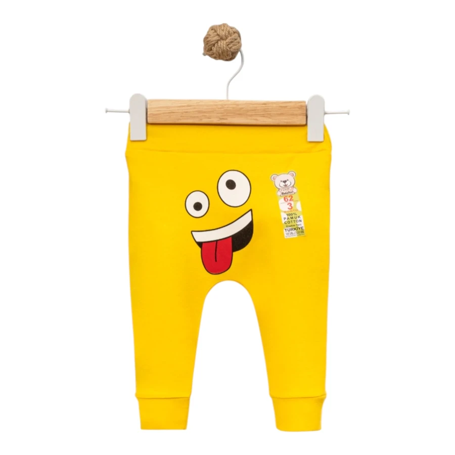 DİLİ ÇIKIK EMOJİ BASKILI MANŞETLİ TEK ALT 3 Ay,6 Ay,9 Ay,12 Ay Uni