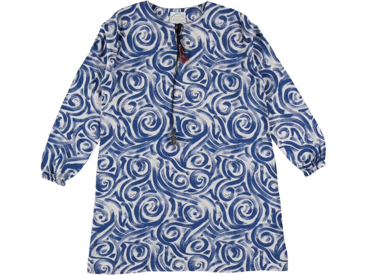 DOKUMA DESENLİ YAKA İPLİ BAYAN TUNİK M/XL