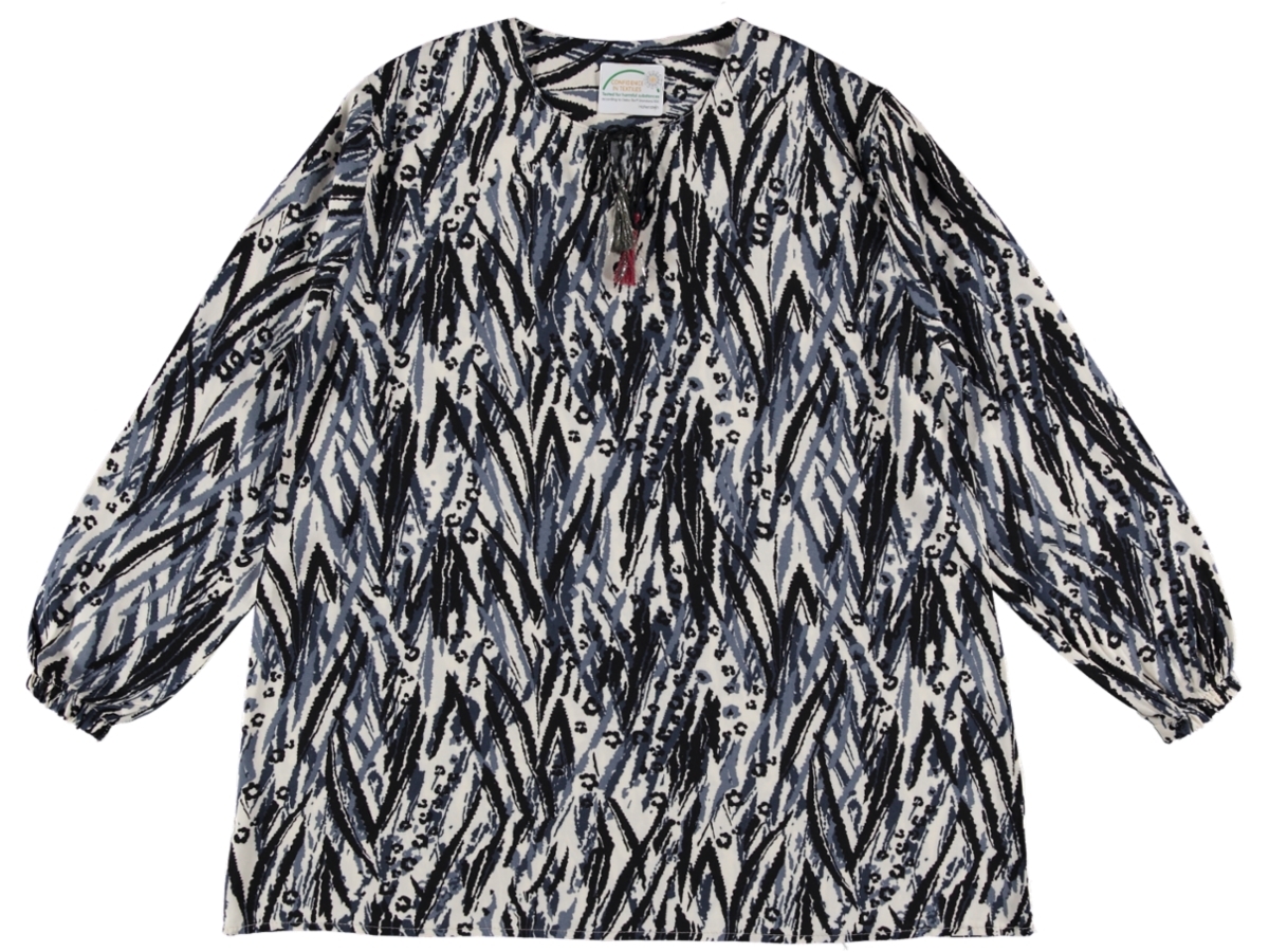 DOKUMA DESENLİ YAKA İPLİ BAYAN BLUZ L/XXL