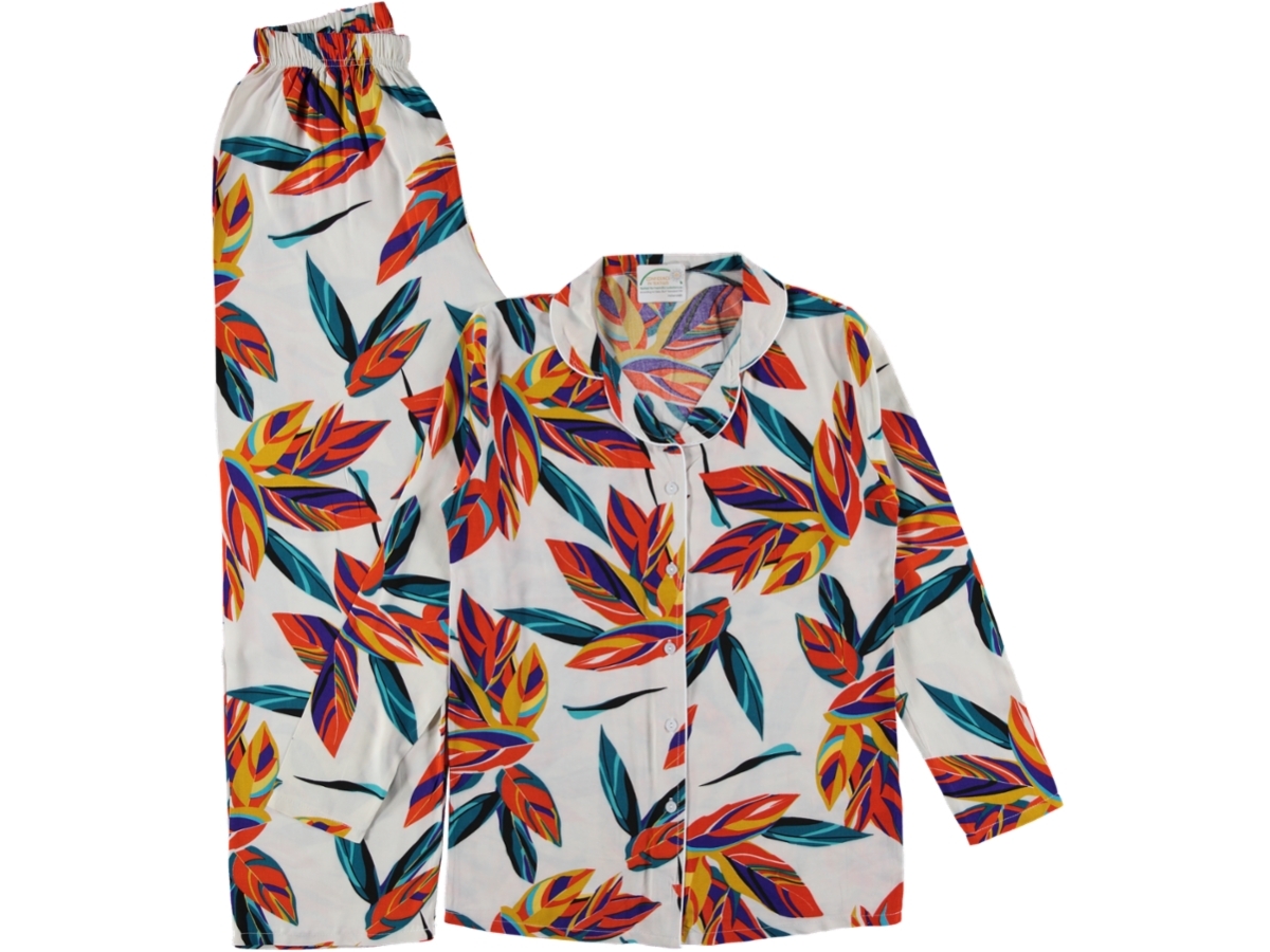 DOKUMA UZUN KOL PİJAMA TAKIMI S/3XL