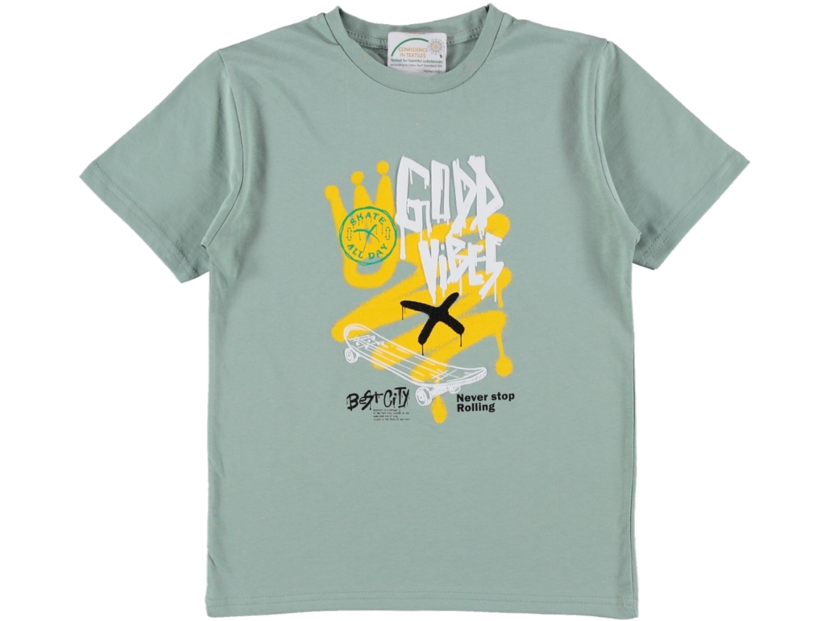 ERKEK 10/13 YAŞ GARSON GOOD VİBES SKATE ALL DAY BASKILI TSHIRT