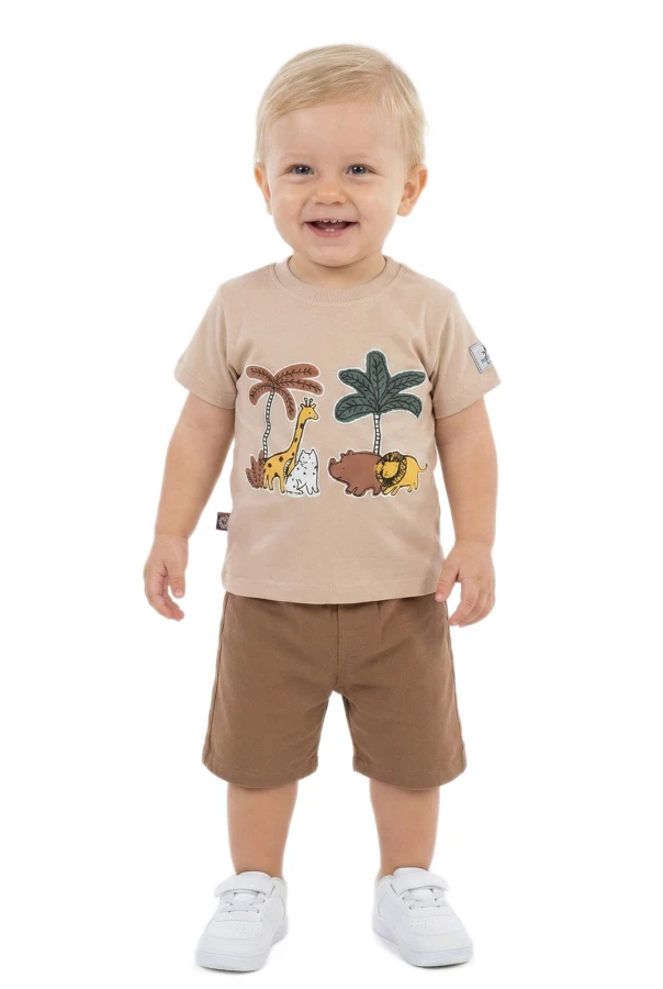 ERKEK BEBEK PALM ANİMALS BASKILI SÜPREM TAKIM 6/24 AY