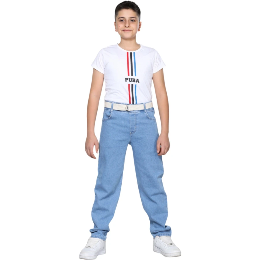 ERKEK BOYFREND PAMUK MAVİ  6Y,7Y,8Y,9Y,10Y Erkek