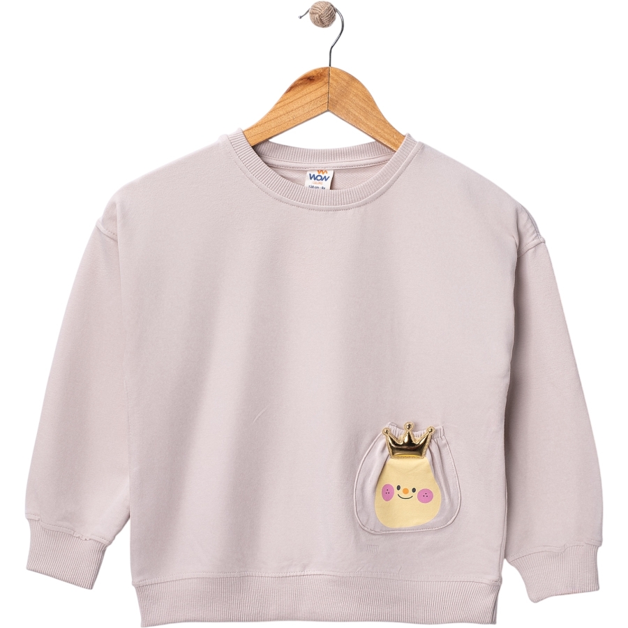 ARMUT BASKILI TAÇ FİGÜRLÜ İKİ İP ERKEK SWEAT 1/4 YAŞ