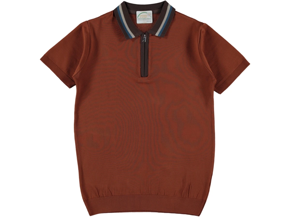 POLA YAKA FERMUARLI ERKEK TİŞÖRT S/XXL