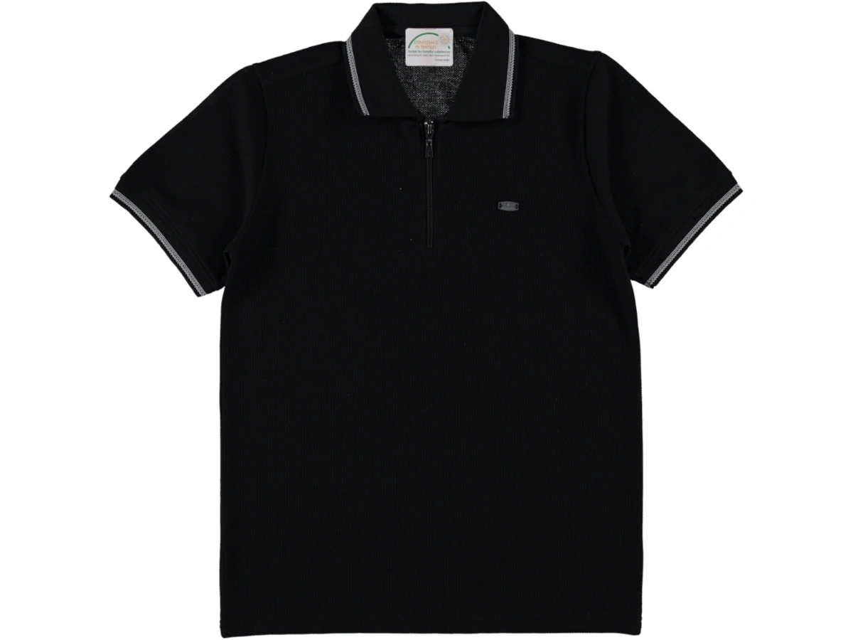  WAFFLE YARIM FERMUARLI ERKEK TİŞÖRT S/2XL