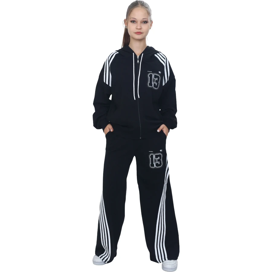 FERMUARLI 4 ŞERİTLİ  KAPŞONLU TAKIM 8Y,10Y,12Y,14Y,16Y Kız