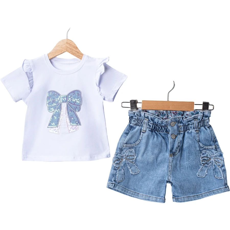FİYONK NAKIŞLI ŞORTLU TAKIM 2Y,3Y,4Y,5Y Kız