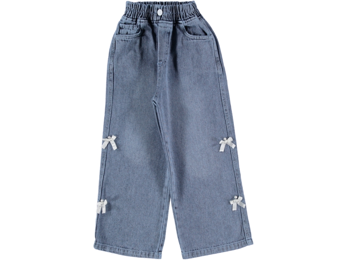 FİYONKLU KIZ KOT PANTOLON 5/8 YAŞ