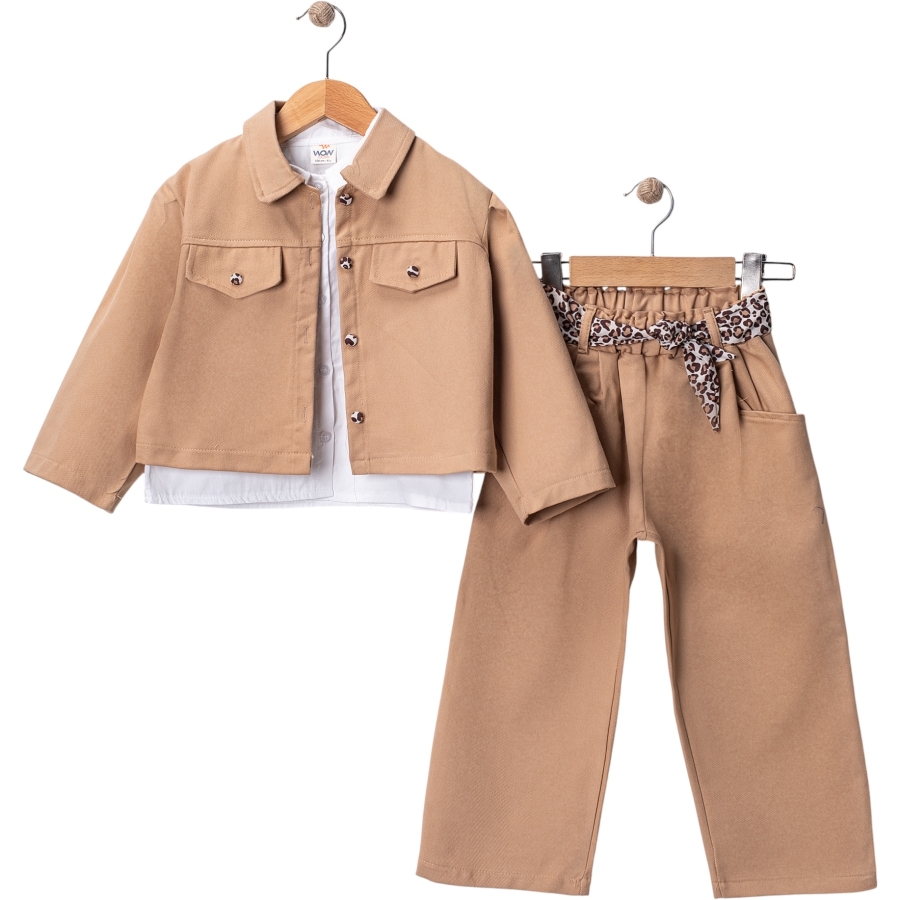 GABARDİN PANTALON CEKET VE GÖMLEKLİ TAKIM 2Y,3Y,4Y,5Y Kız