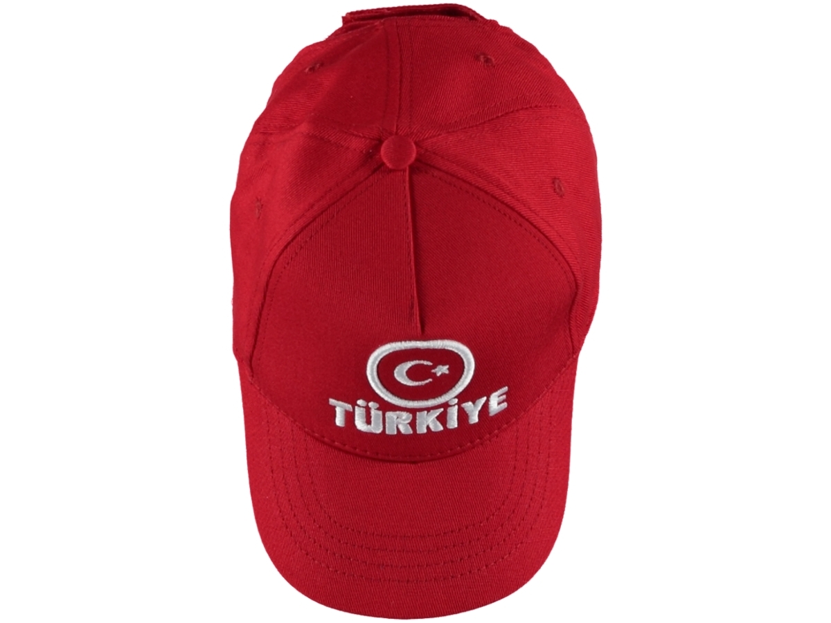 GARSON PAMUKLU KIRMIZI TURKIYE NAKISLI SAPKA