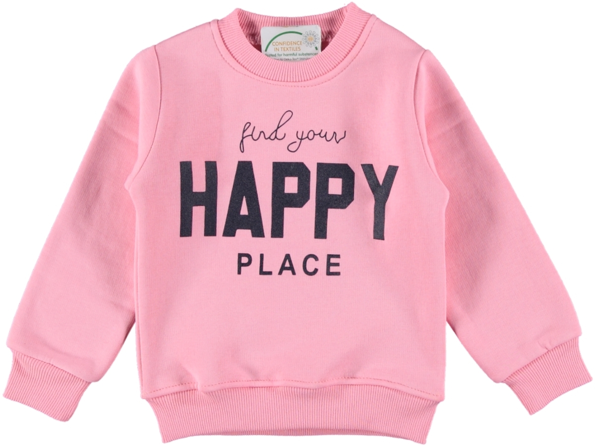 HAPPY PLACE BASKILI ÜÇ İP KIZ SWEAT 3/7 YAŞ