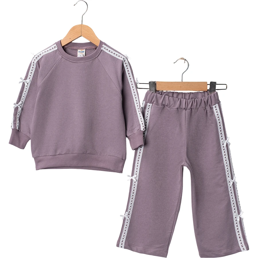 İKİ İP DANTEL ŞERİTLİ FİYONKLU İKİLİ TAKIM 12 Ay,2Y,3Y,4Y Kız