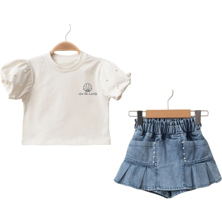 İNCİLİ KOT TAKIM 2Y,3Y,4Y,5Y Kız