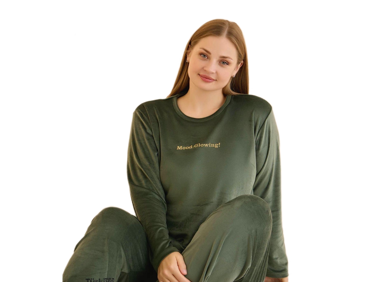 KADİFE BATTAL BAYAN PİJAMA TAKIMI 3XL/5XL