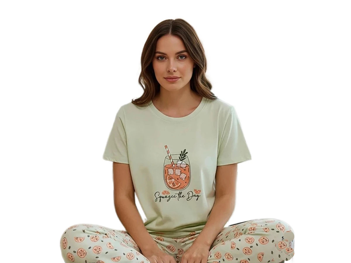 KADIN KOMPAK PENYE KISA KOL ALT UZUN PİJAMA TAKIM S/2XL