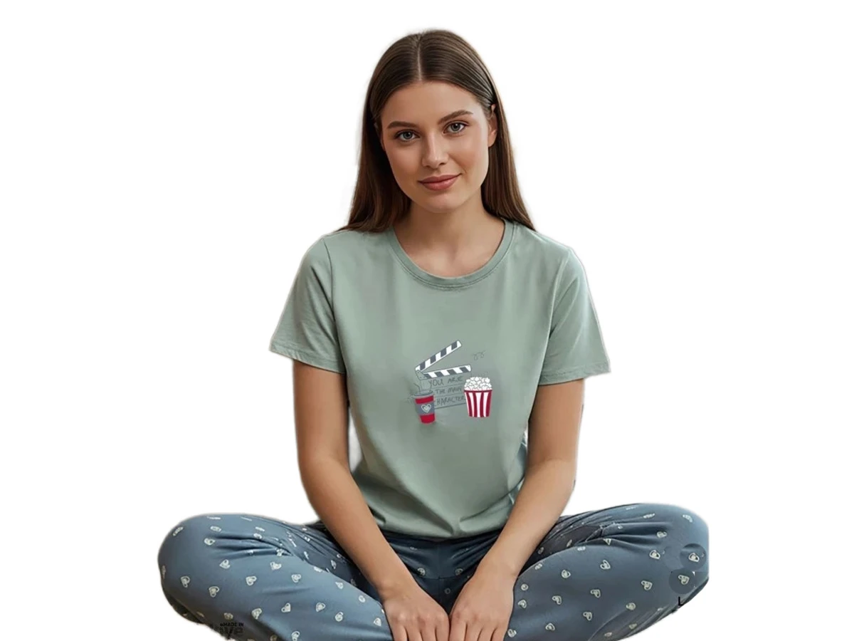 KADIN KOMPAK PENYE KISA KOL ALT UZUN PİJAMA TAKIM S/2XL