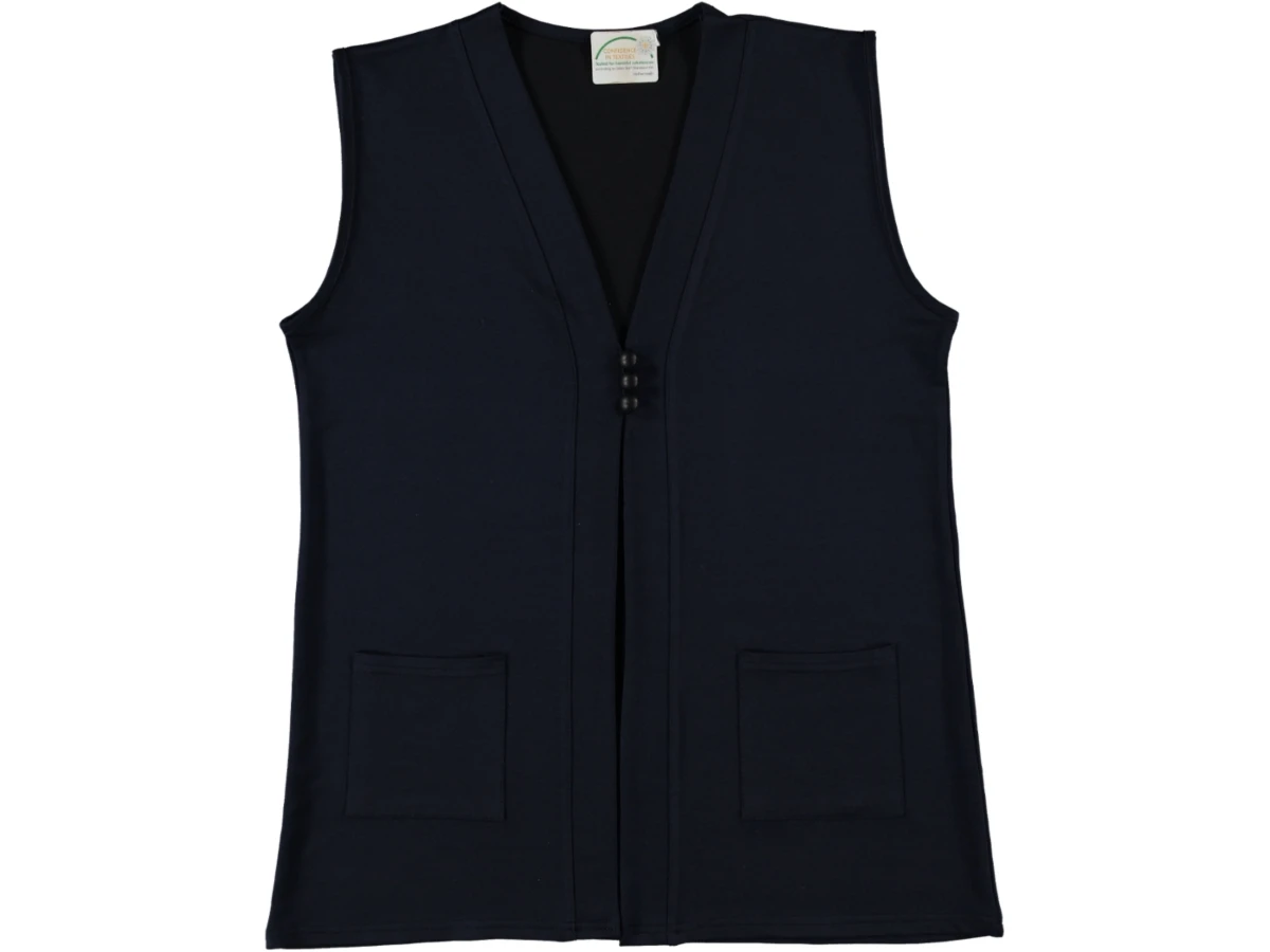 KRİSTAL DÜĞMELİ CEPLİ YELEK L/2XL