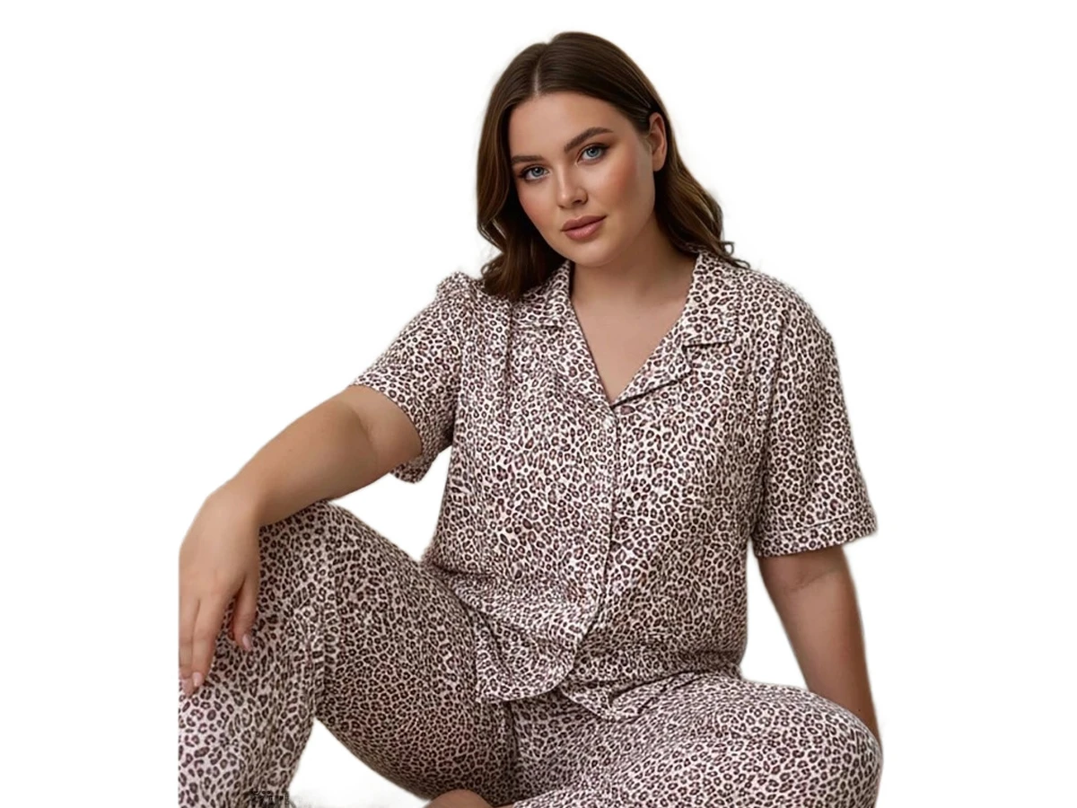 MİLAN BATTAL DÜĞMELİ BAYAN PİJAMA TAKIM 3XL/5XL