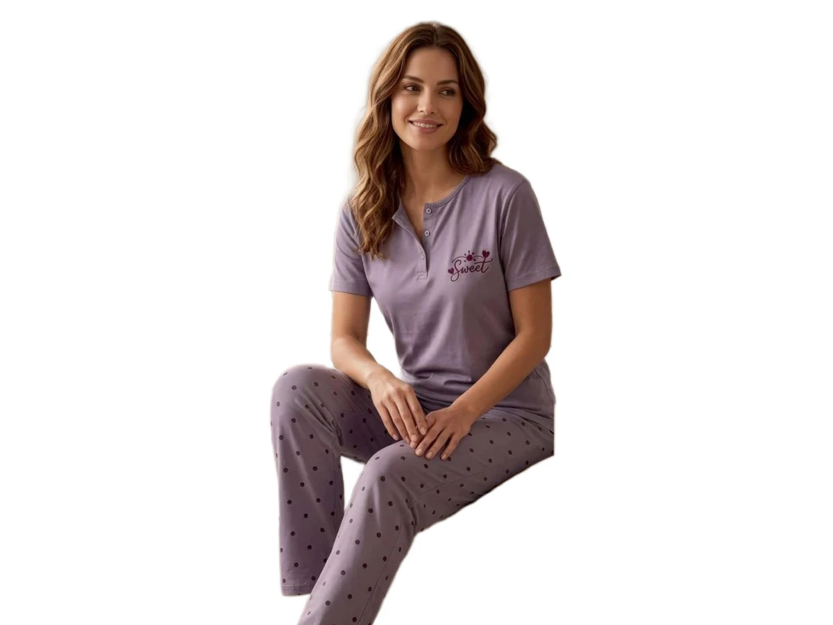 MODAL KISA KOL BAYAN PİJAMA TAKIM M/2XL