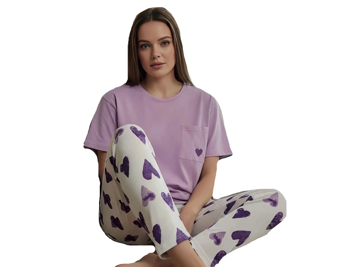 KADIN PENYE KISA KOL ALT UZUN PİJAMA TAKIM S/2XL