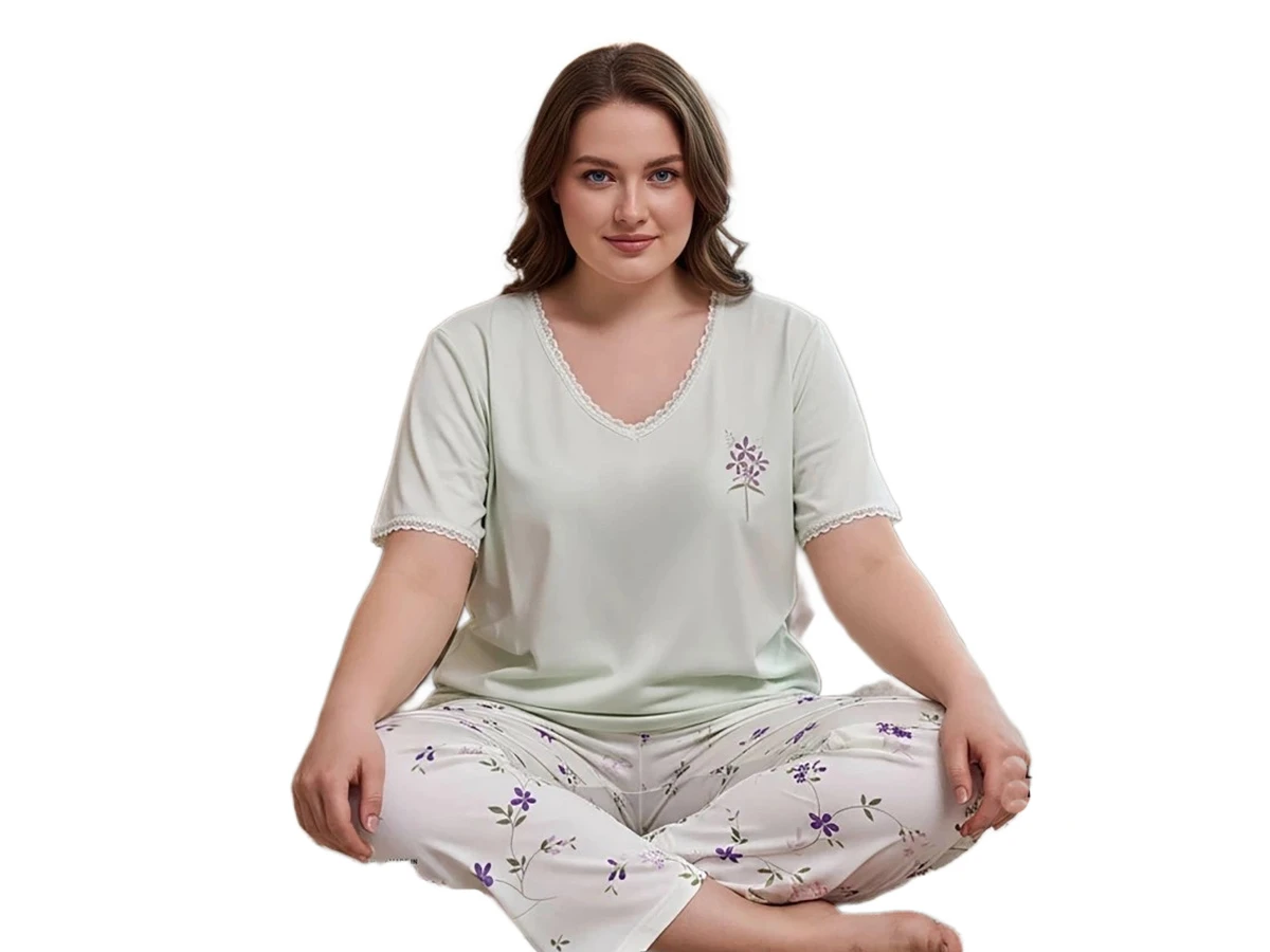 RİNG VİSKON BATTAL BAYAN PİJAMA TAKIM 3XL/5XL