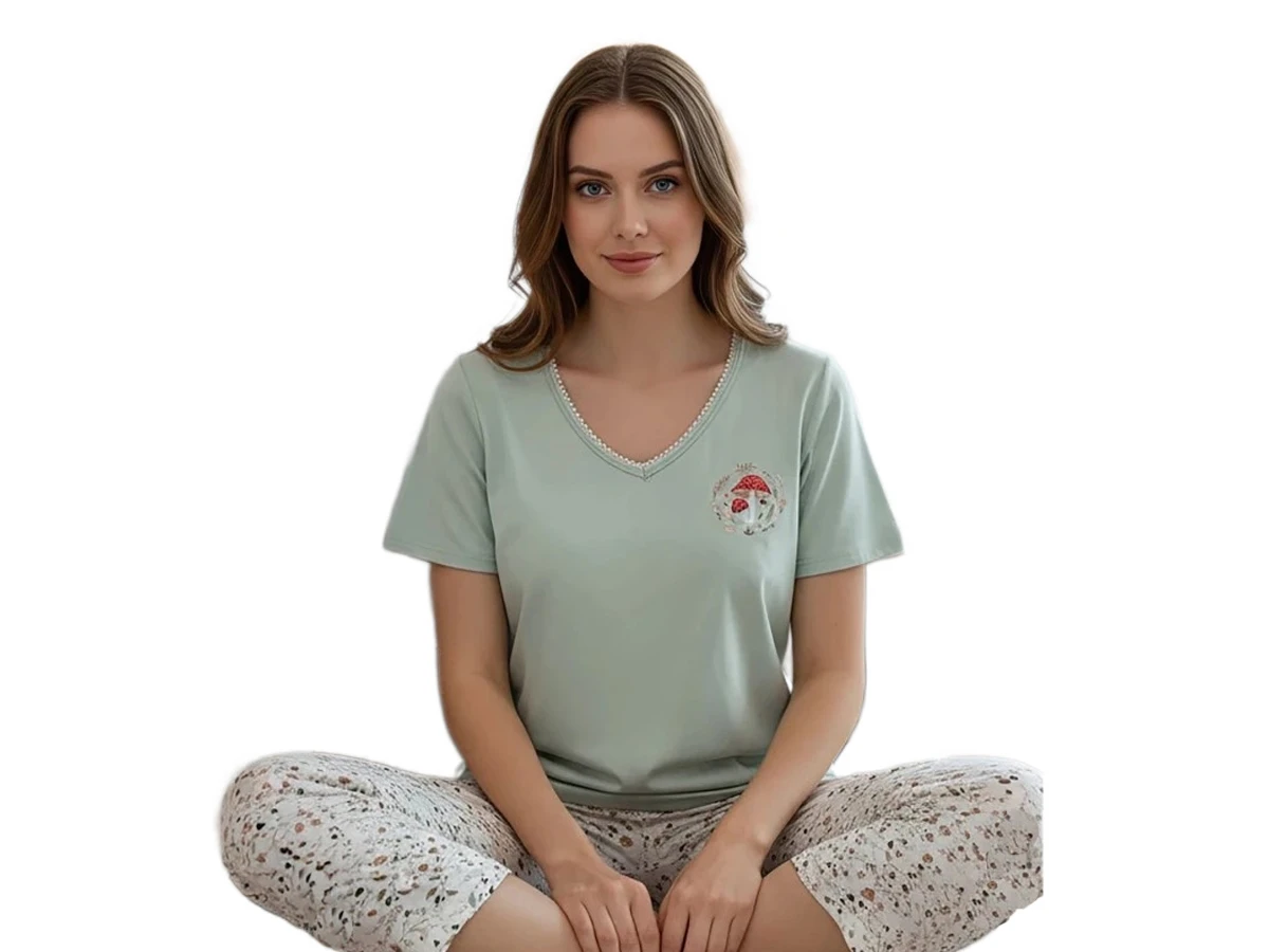 KADIN RİNG VİSKON KAPRİLİ PİJAMA TAKIM S/XXL